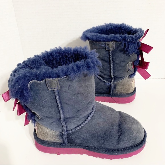 UGG Bailey Bow II 3280 Suede Leather Bow Short Shearling Lined Winter Snow Boots - Picture 3 of 10